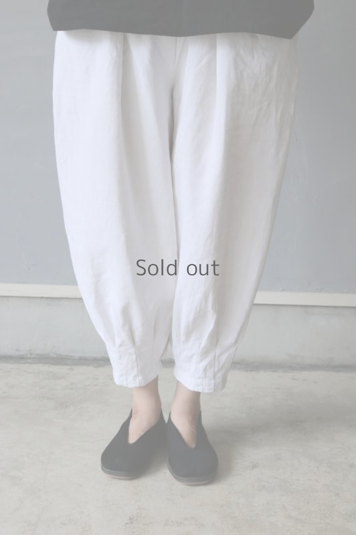 画像2: 【ササキチホ】アンティークリネン　バレルパンツ（白） (2)