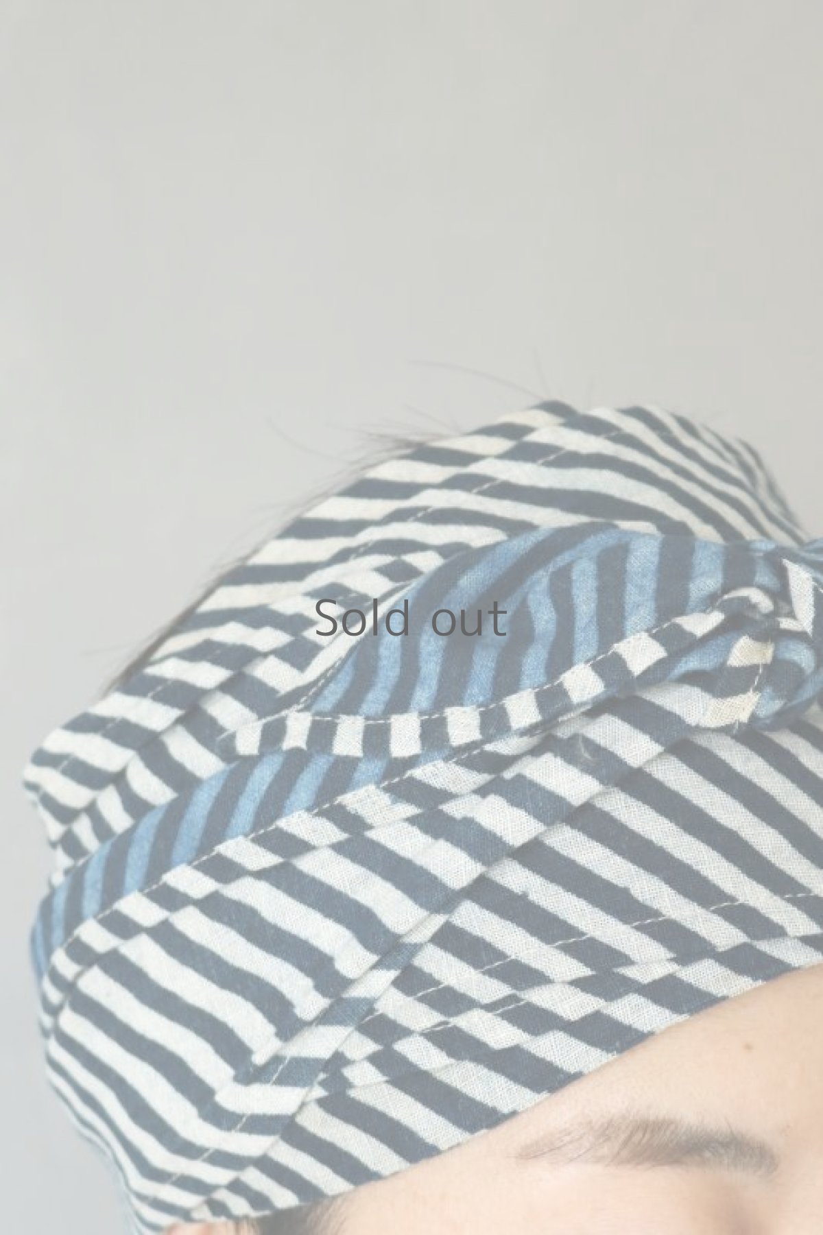 画像3: 【ササキチホ】古布　ターバンヘアバン（藍のストライプ） (3)