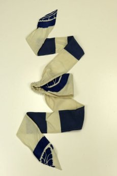 画像2: 【ササキチホ】古布　ターバンヘアバン（青と白の奉納旗A） (2)