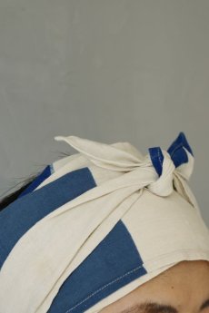 画像3: 【ササキチホ】古布　ターバンヘアバン（青と白の奉納旗B） (3)