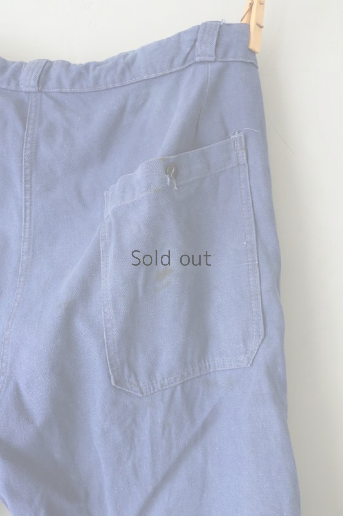 画像9: 【MITSUGU SASAKI】ビンテージ×リメイク　パッチワーク ブルーワークパンツ（ベルト紐） (9)