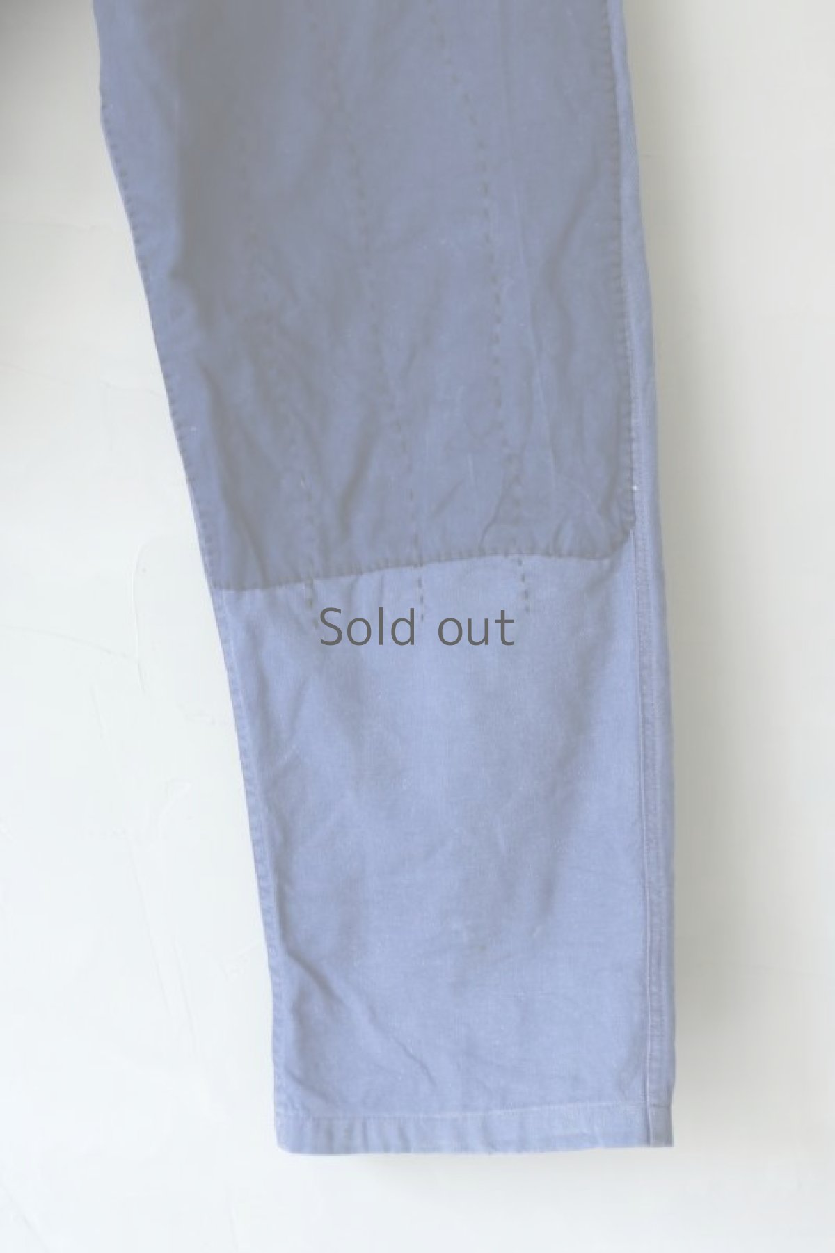 画像6: 【MITSUGU SASAKI】ビンテージ×リメイク　パッチワーク ブルーワークパンツ（ベルト紐） (6)