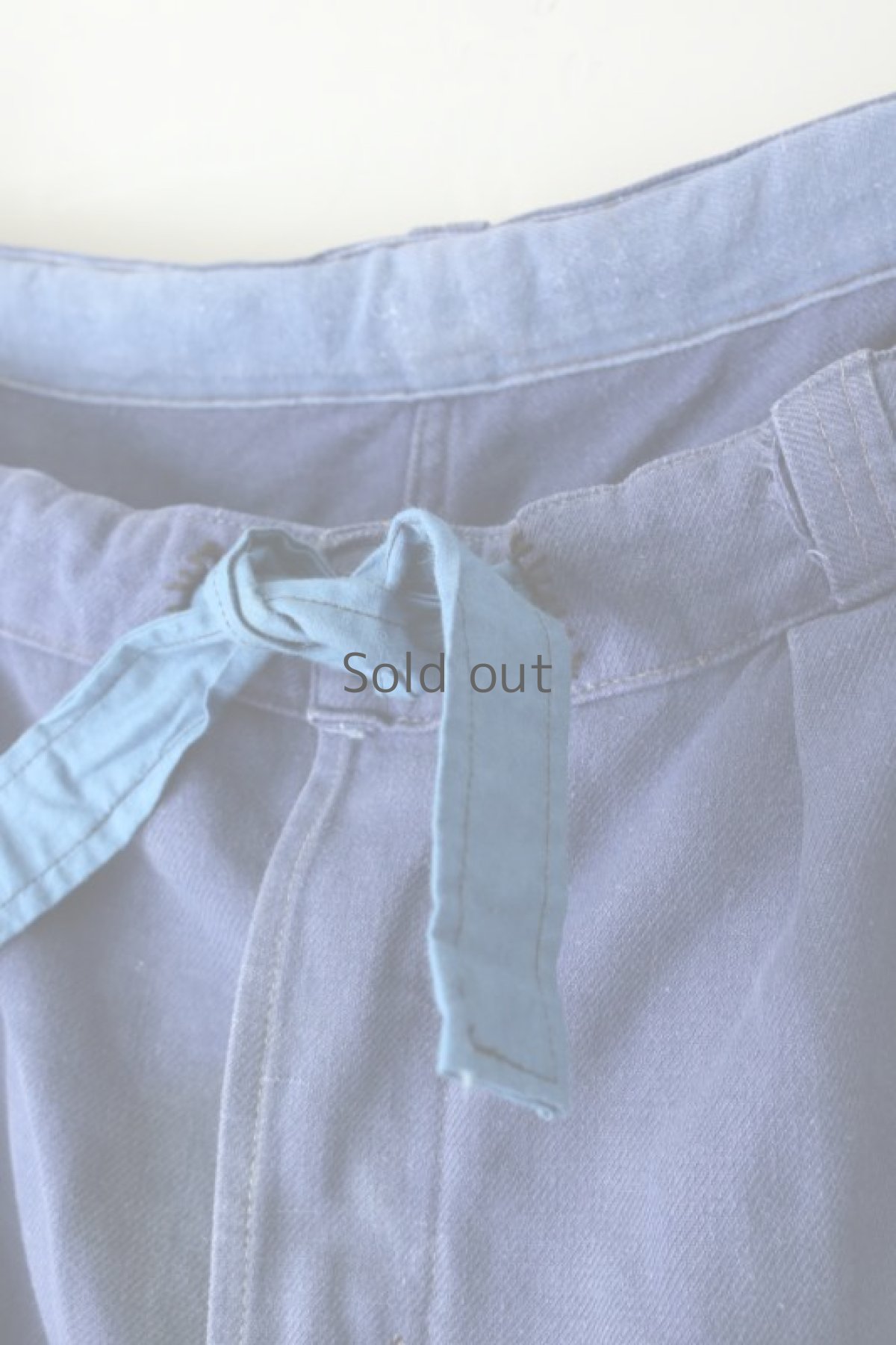 画像5: 【MITSUGU SASAKI】ビンテージ×リメイク　パッチワーク ブルーワークパンツ（ベルト紐） (5)