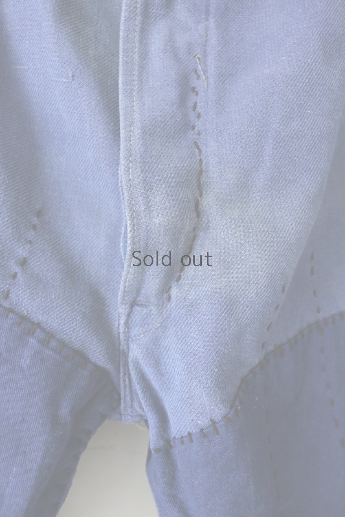 画像7: 【MITSUGU SASAKI】ビンテージ×リメイク　パッチワーク ブルーワークパンツ（ベルト紐） (7)