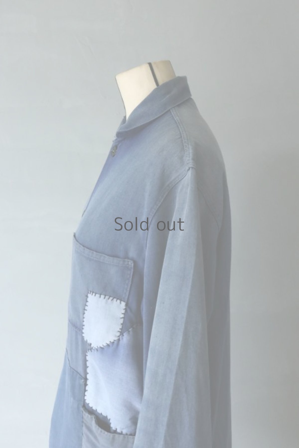 画像10: 【MITSUGU SASAKI】ビンテージリメイク　パッチワーク ダブルワーク　ロングコート（ブルーとグレー） (10)