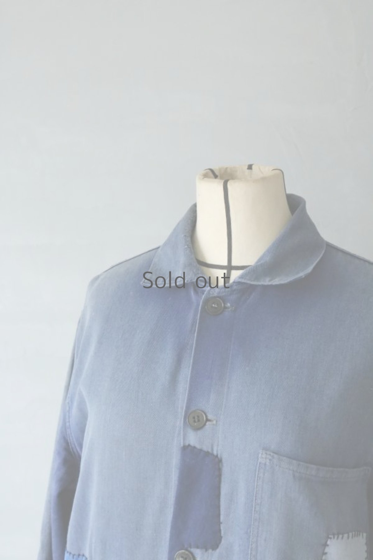 画像3: 【MITSUGU SASAKI】ビンテージリメイク　パッチワーク ダブルワーク　ロングコート（ブルーとグレー） (3)