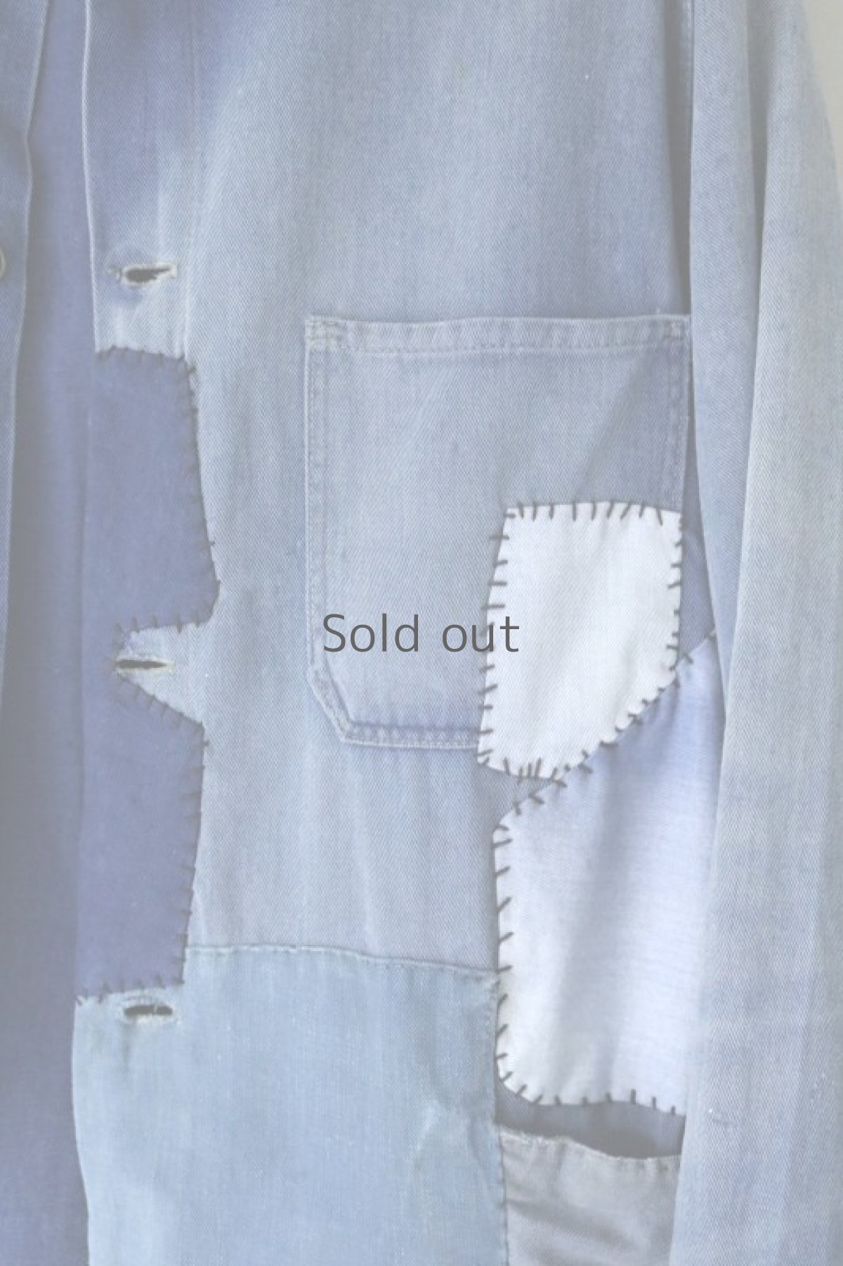 画像16: 【MITSUGU SASAKI】ビンテージリメイク　パッチワーク ダブルワーク　ロングコート（ブルーとグレー） (16)