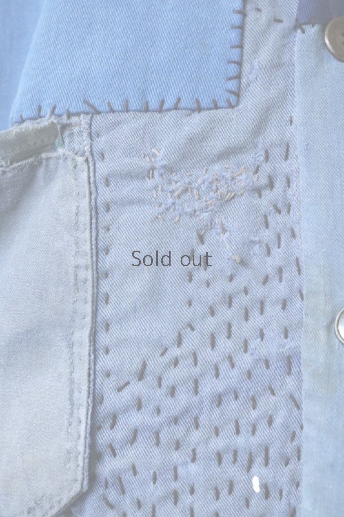 画像6: 【MITSUGU SASAKI】ビンテージリメイク　パッチワーク ダブルワーク　ロングコート（ブルーとグレー） (6)