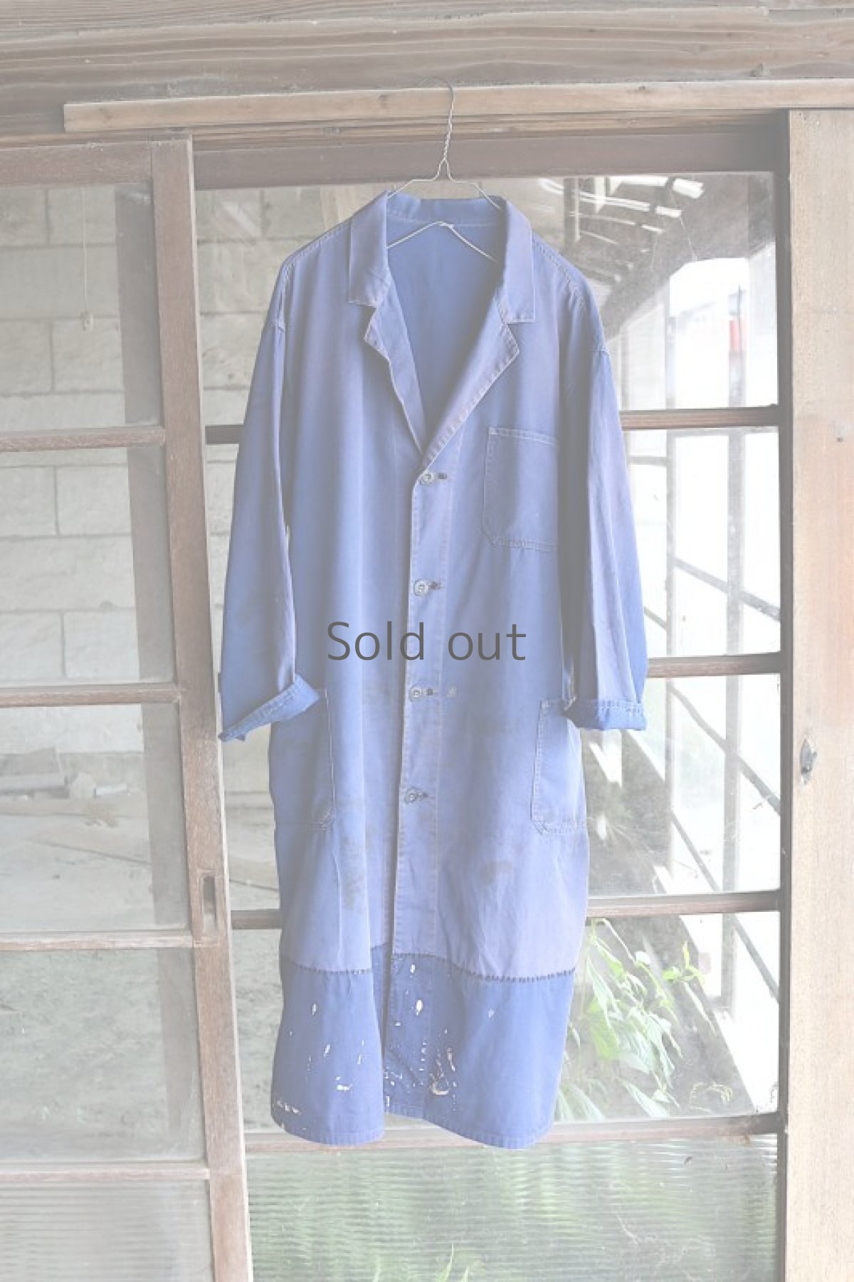 画像17: 【MITSUGU SASAKI】ビンテージリメイク　パッチワーク　ロングワークコート(ハーフスリーブ) (17)