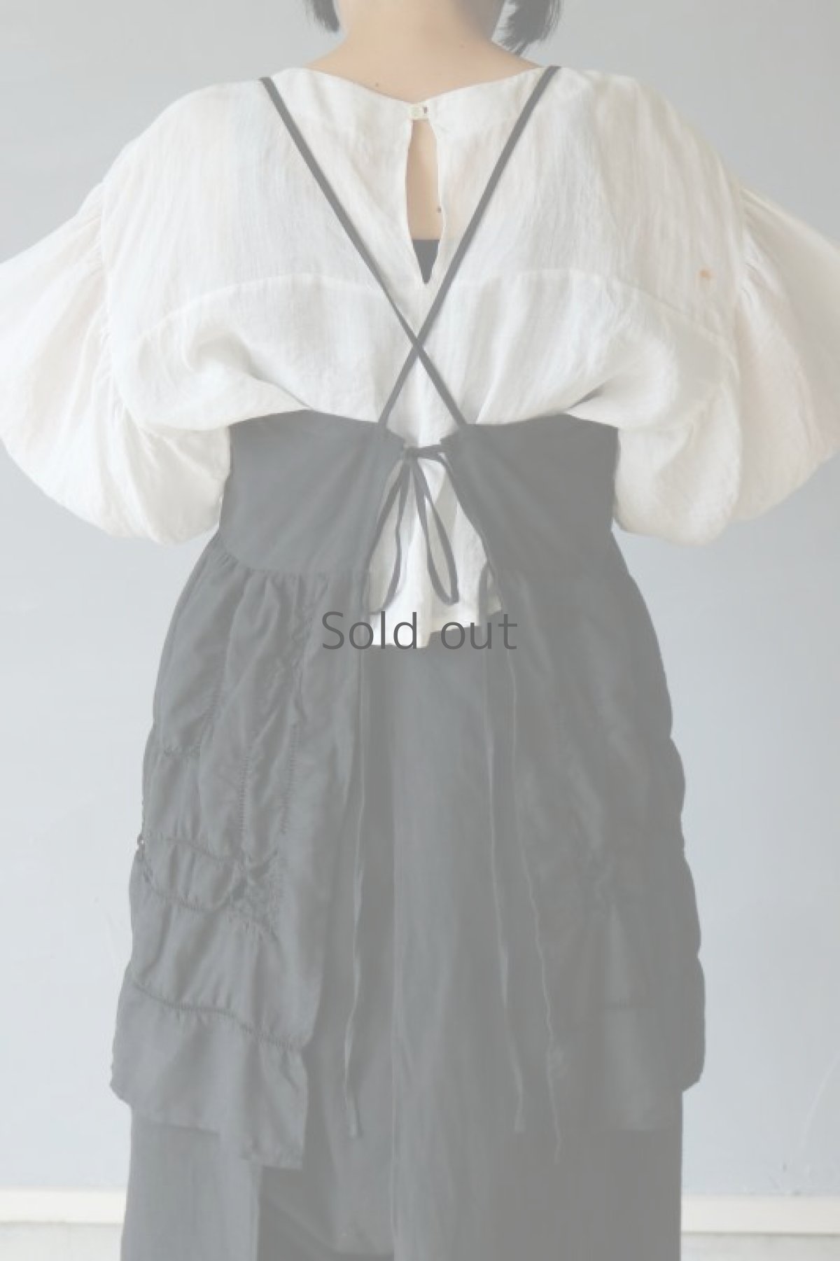 画像8: 【ササキチホ】アンティークリネン×染　背クロス＋リボンキャミソール（黒レース/ロング丈） (8)