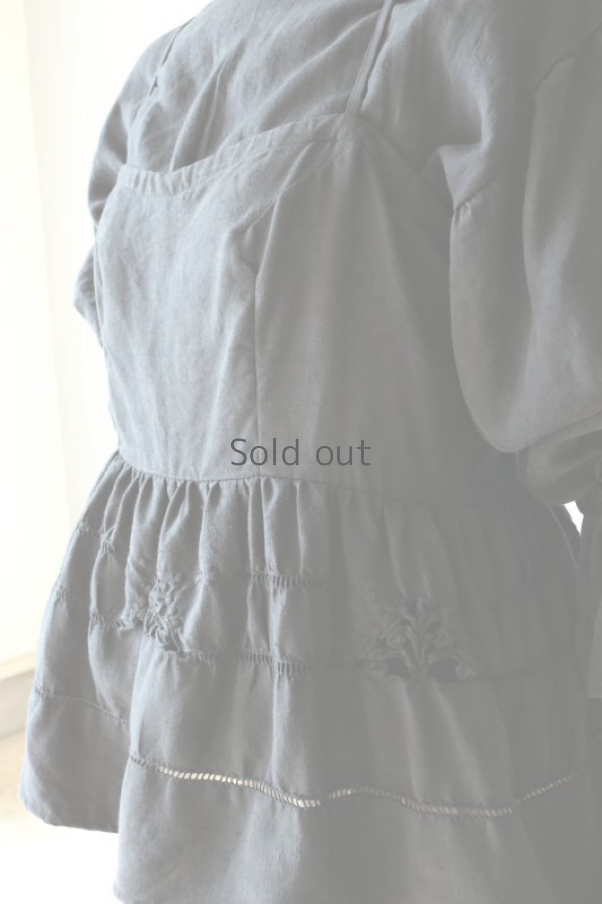 画像5: 【ササキチホ】アンティークリネン×染　背クロス＋リボンキャミソール（黒レース/ショート丈） (5)