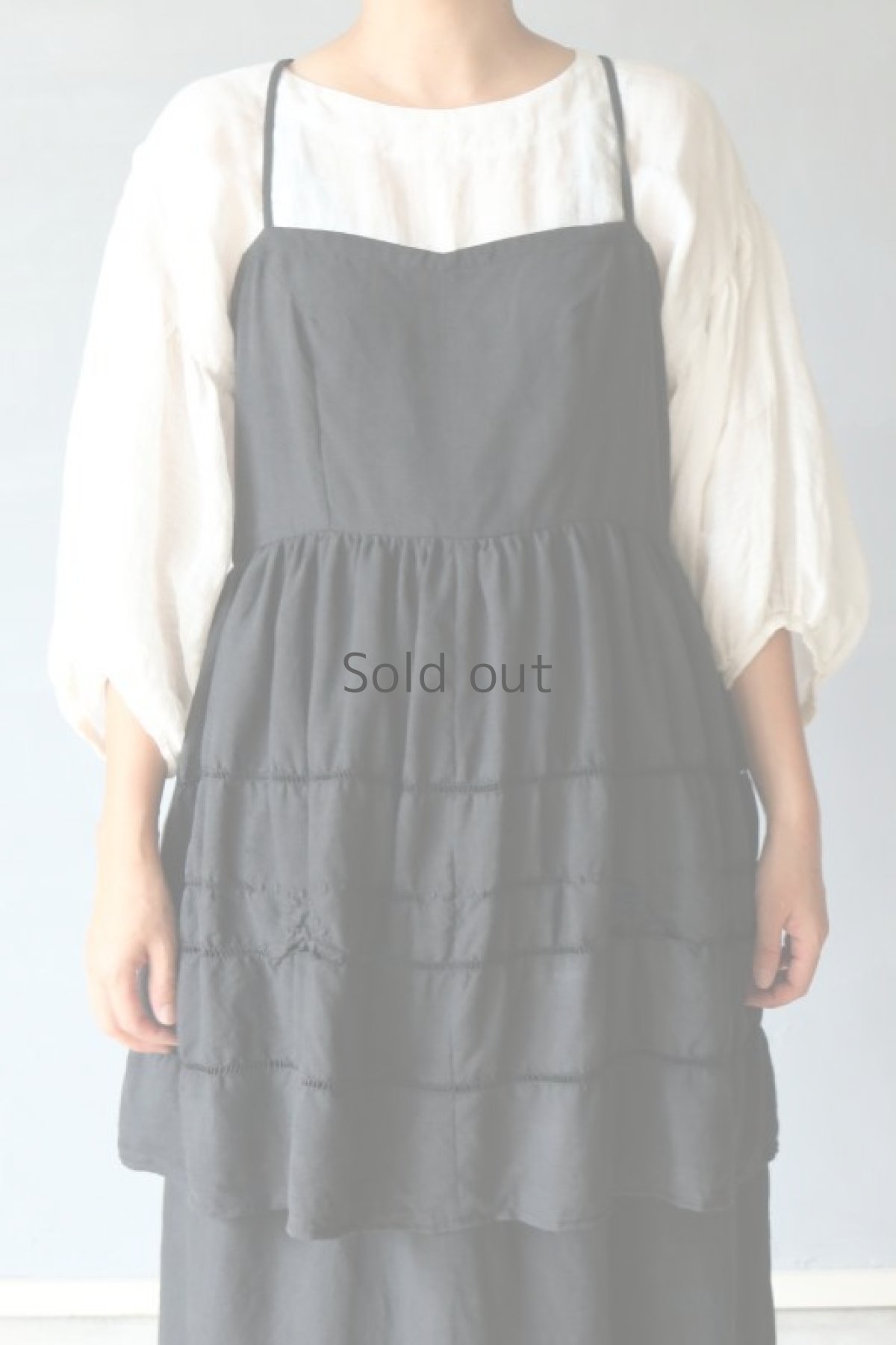 画像3: 【ササキチホ】アンティークリネン×染　背クロス＋リボンキャミソール（黒レース/ロング丈） (3)