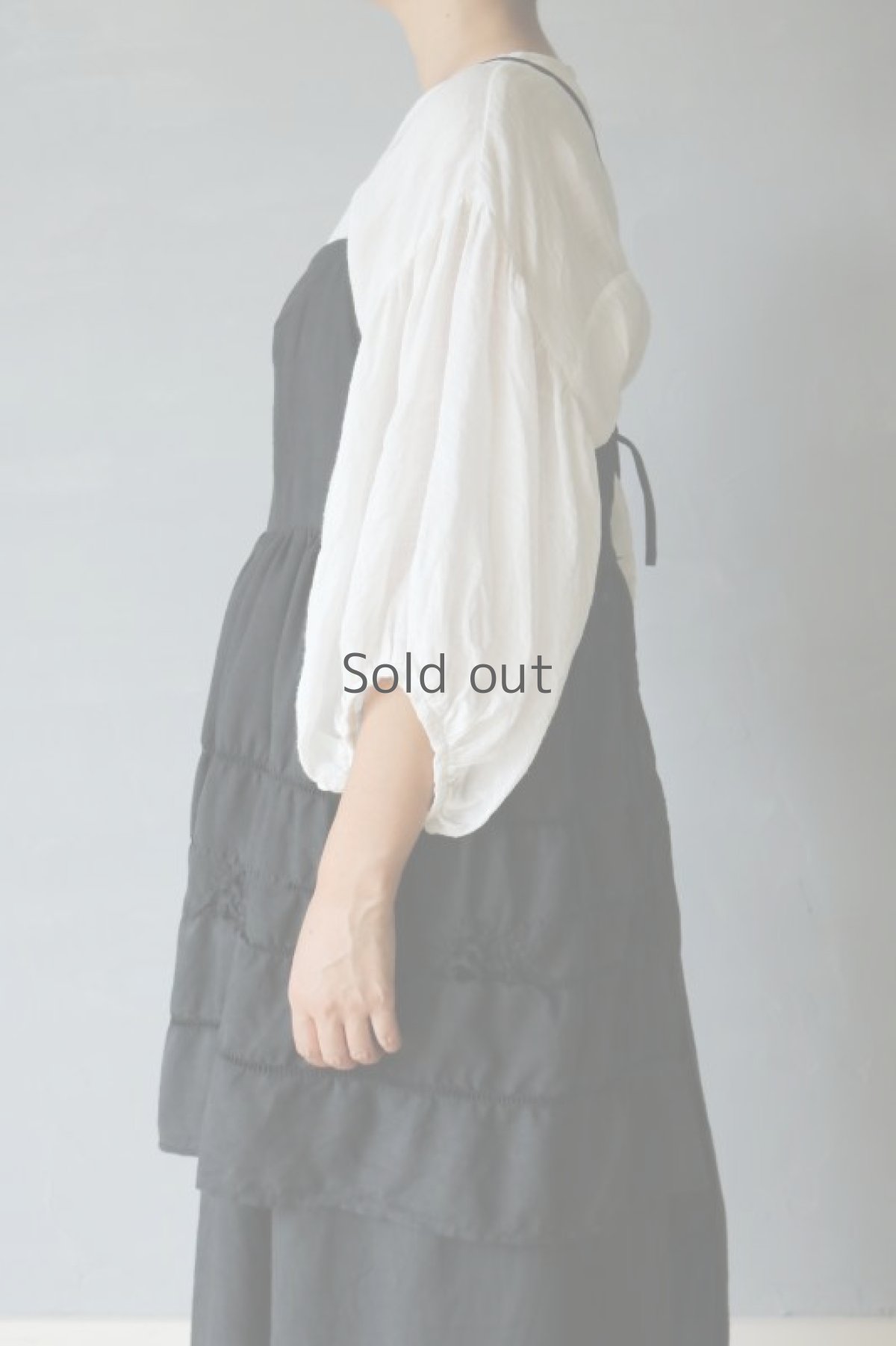 画像6: 【ササキチホ】アンティークリネン×染　背クロス＋リボンキャミソール（黒レース/ロング丈） (6)