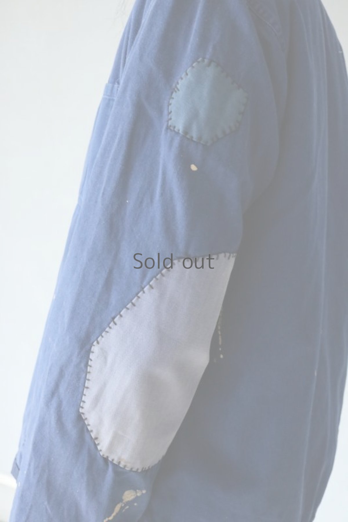 画像13: 【MITSUGU SASAKI】ビンテージリメイク　パッチワーク　ブルーワークジャケット(ノッチドラペル) (13)