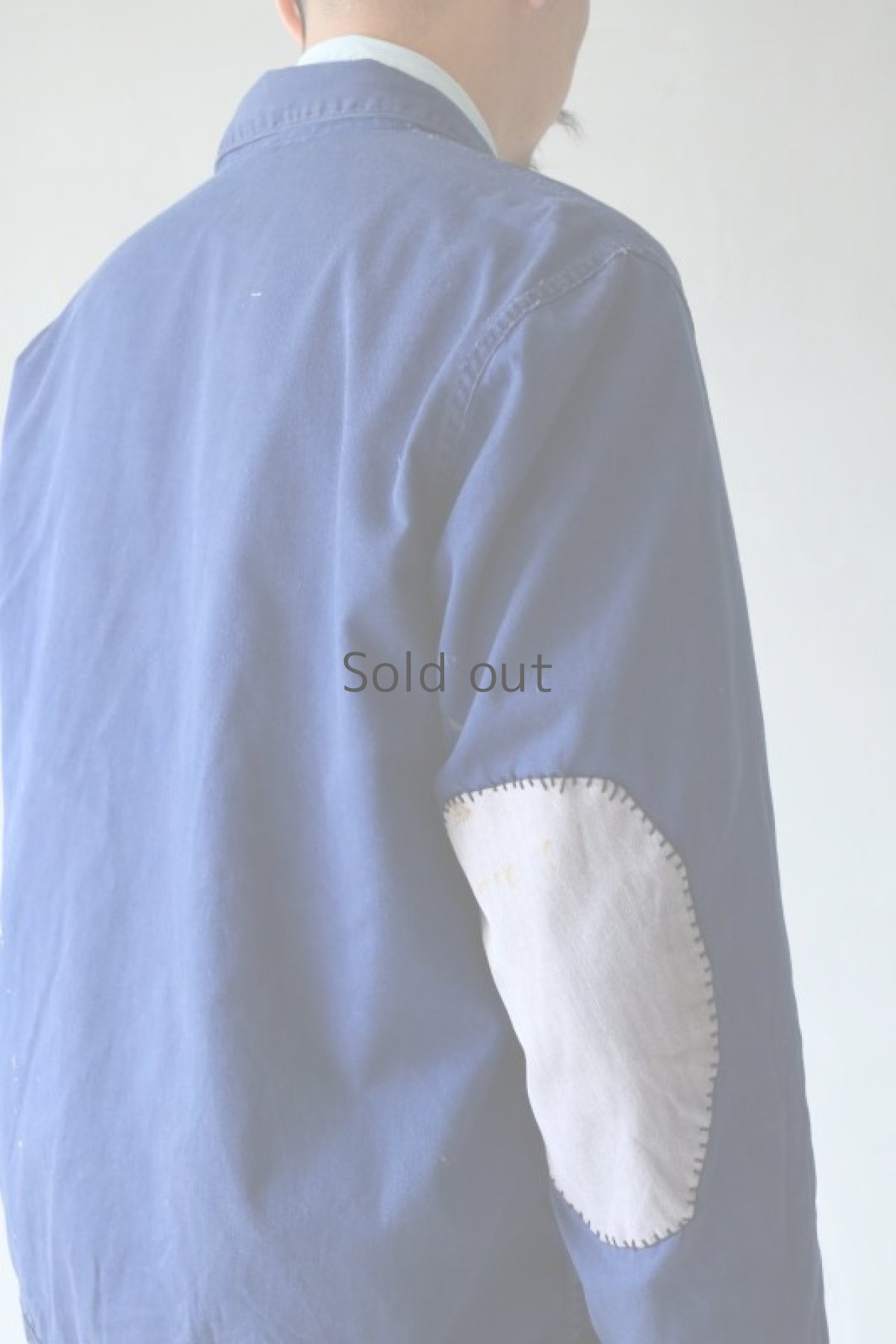 画像14: 【MITSUGU SASAKI】ビンテージリメイク　パッチワーク　ブルーワークジャケット(ノッチドラペル) (14)