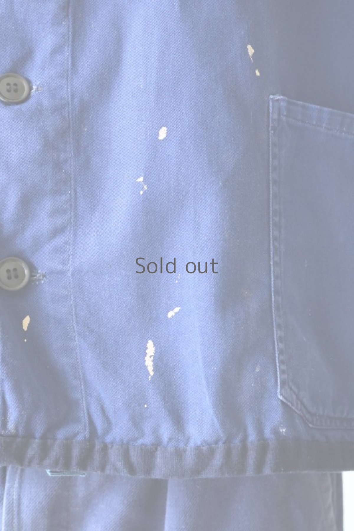 画像12: 【MITSUGU SASAKI】ビンテージリメイク　パッチワーク　ブルーワークジャケット(ノッチドラペル) (12)