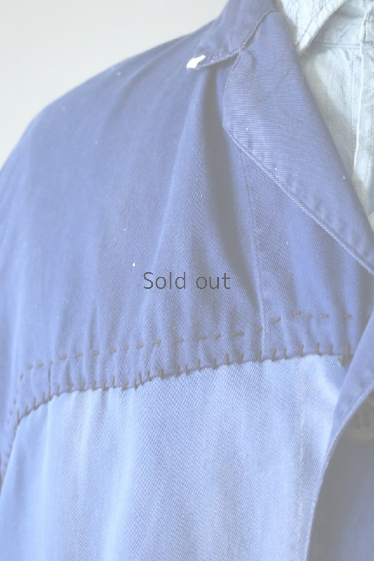 画像10: 【MITSUGU SASAKI】ビンテージリメイク　パッチワーク　ブルーワークジャケット(ノッチドラペル) (10)