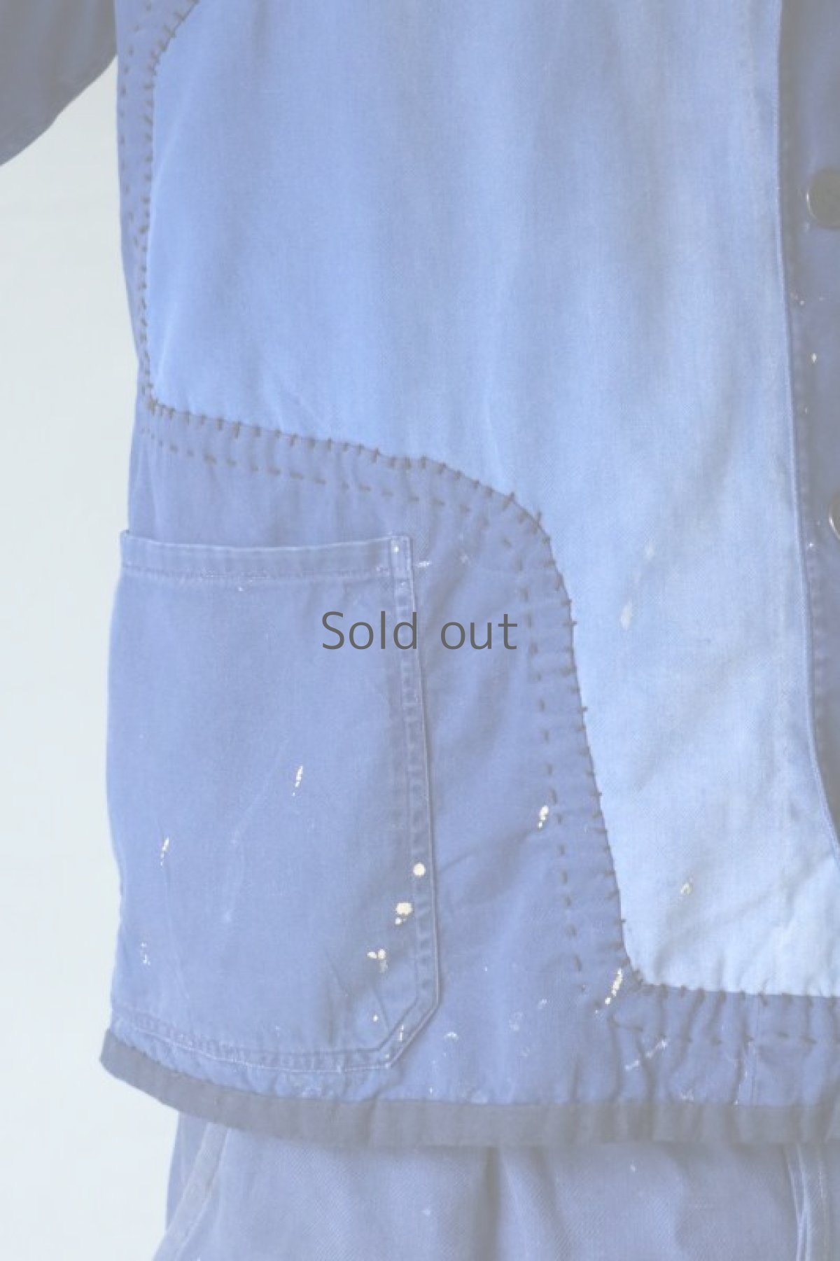 画像11: 【MITSUGU SASAKI】ビンテージリメイク　パッチワーク　ブルーワークジャケット(ノッチドラペル) (11)