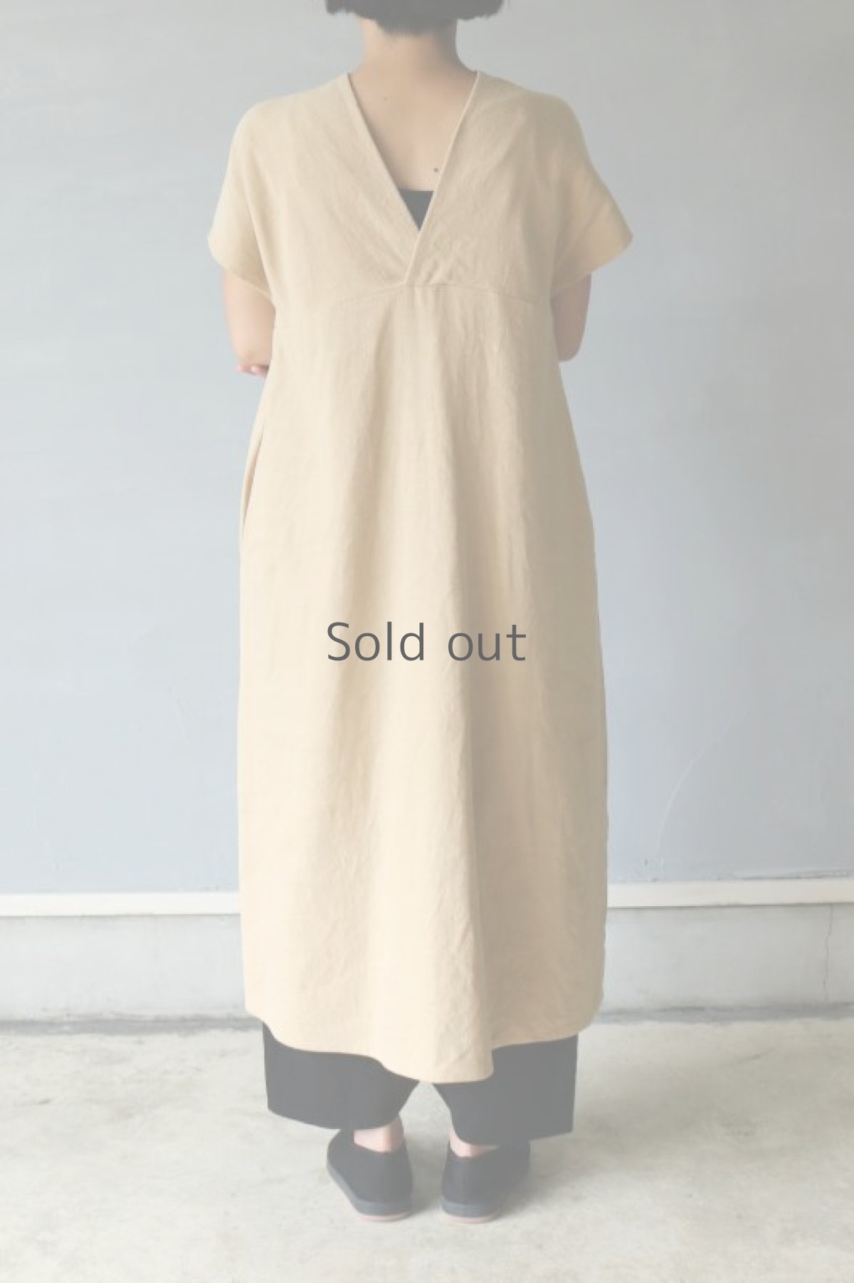 画像9: 【ササキチホ】アンティークリネン×染め　カレンワンピース（ベージュ） (9)