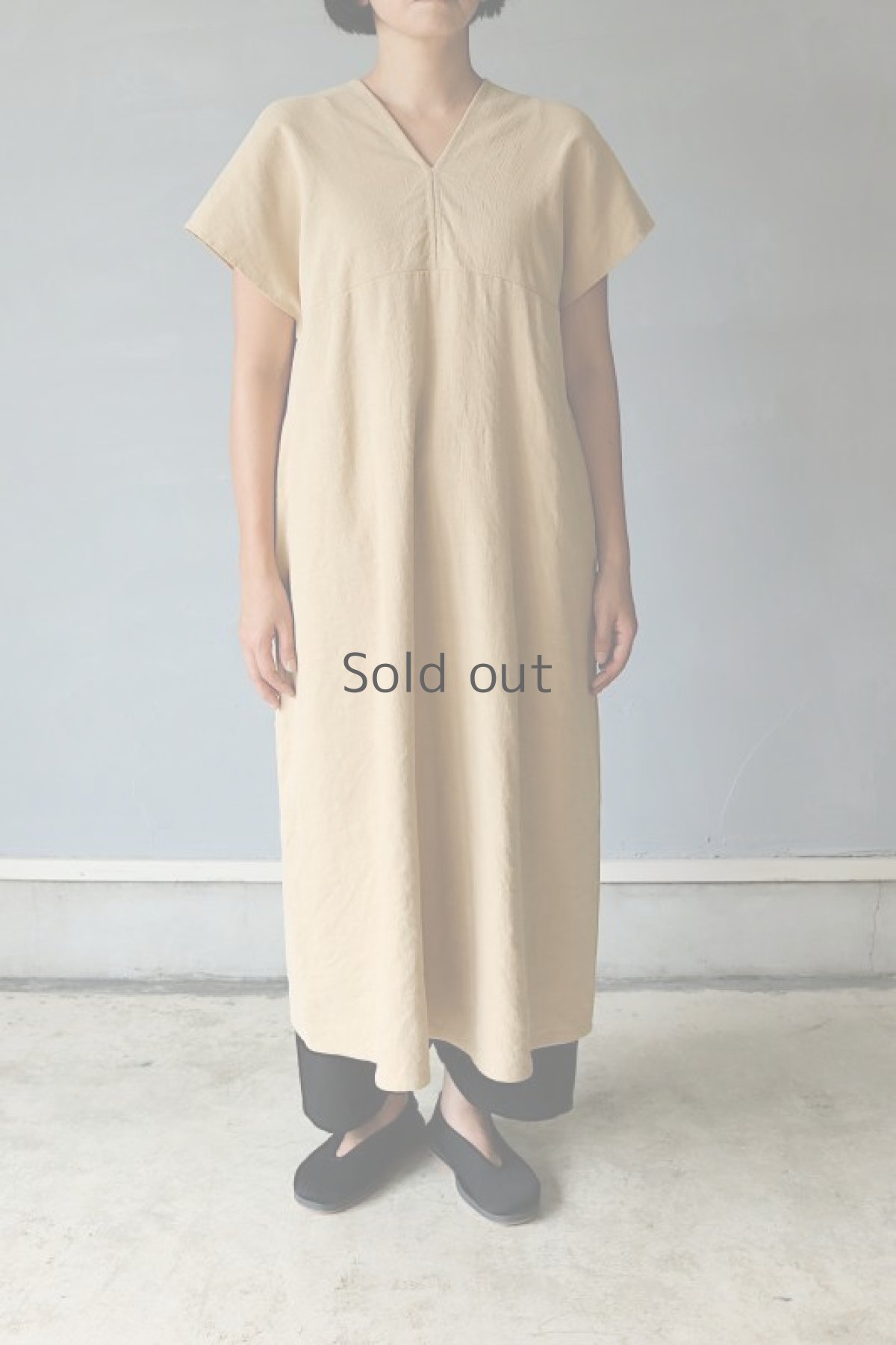 画像3: 【ササキチホ】アンティークリネン×染め　カレンワンピース（ベージュ） (3)