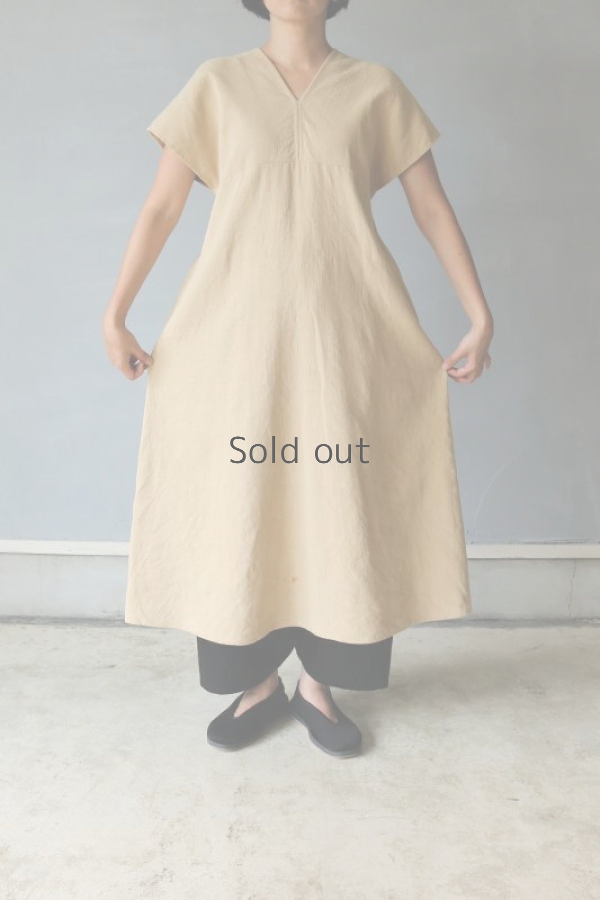 画像6: 【ササキチホ】アンティークリネン×染め　カレンワンピース（ベージュ） (6)