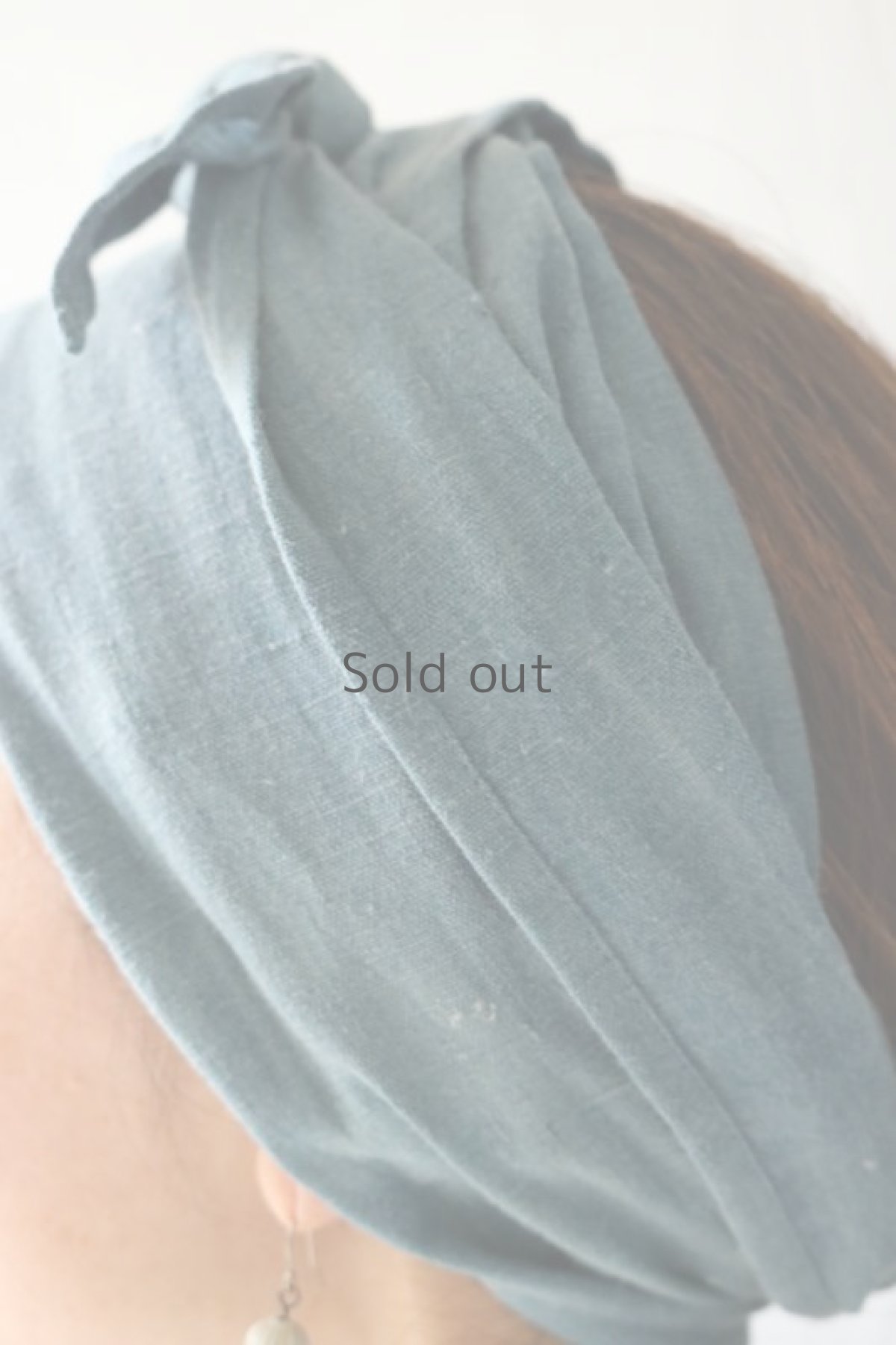 画像4: 【ササキチホ】古布　ターバンヘアバン（グレー混じりの藍染） (4)