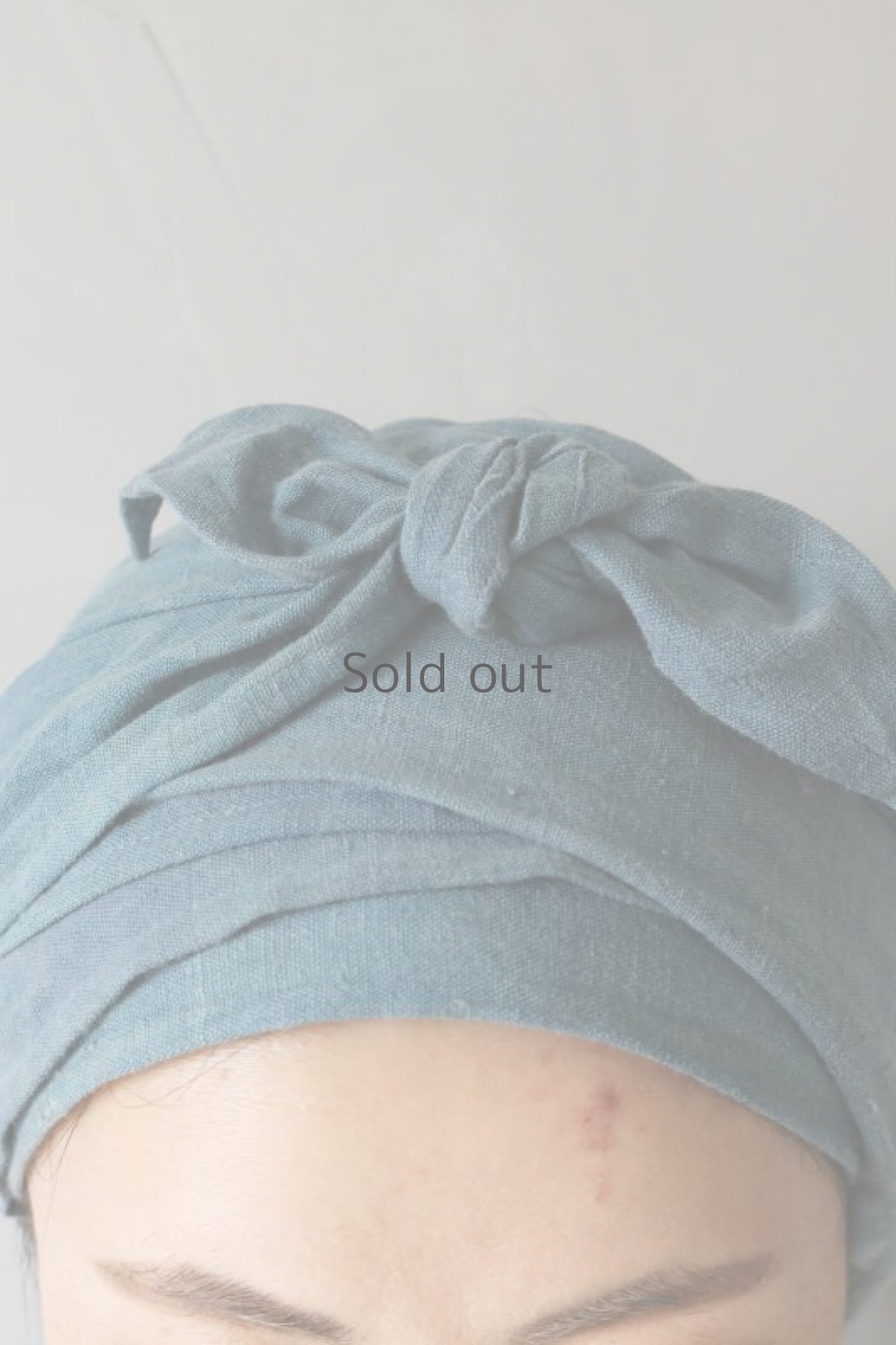 画像2: 【ササキチホ】古布　ターバンヘアバン（グレー混じりの藍染） (2)