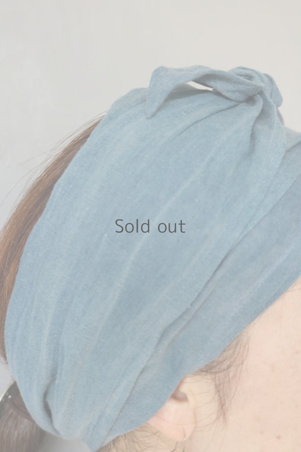 画像3: 【ササキチホ】古布　ターバンヘアバン（グレー混じりの藍染） (3)