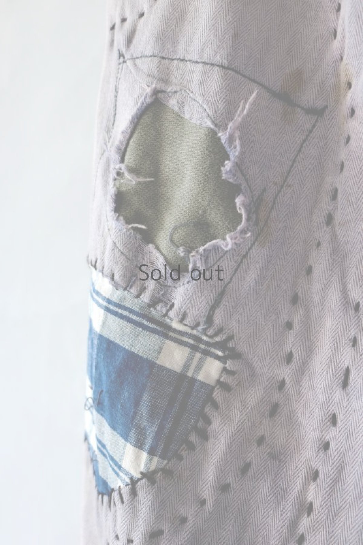 画像6: 【MITSUGU SASAKI】ビンテージ×リメイク　激しい色落ちとパッチワーク　ワークパンツ（ベルト付き） (6)