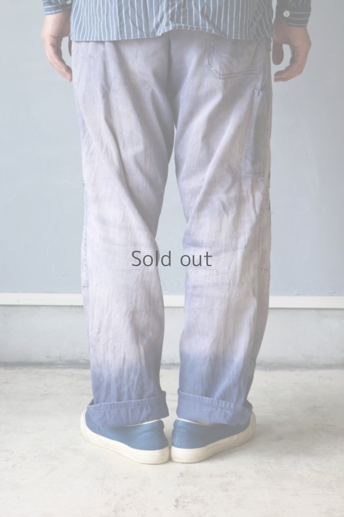 画像19: 【MITSUGU SASAKI】ビンテージ×リメイク　激しい色落ちとパッチワーク　ワークパンツ（ベルト付き） (19)