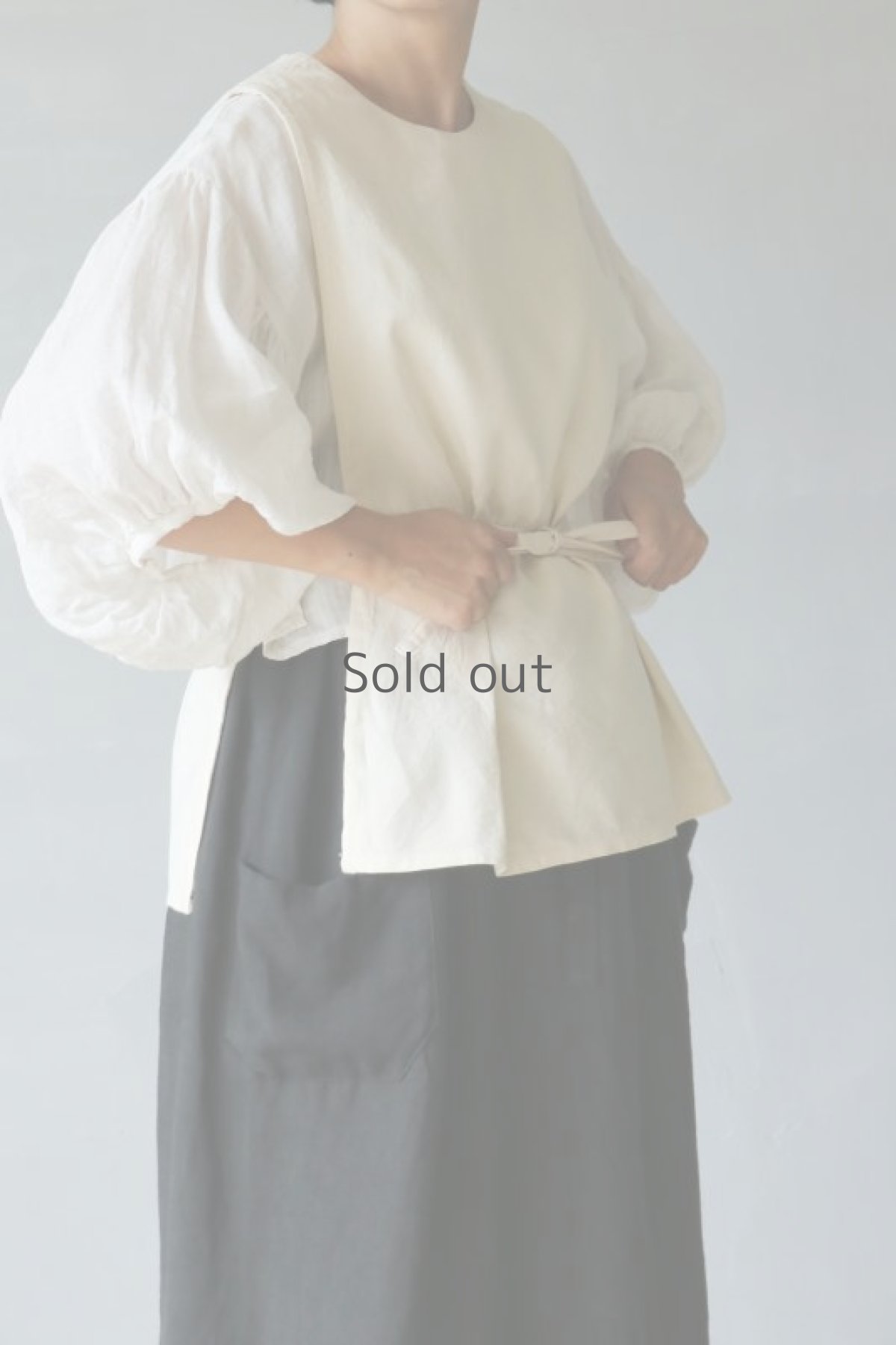 画像2: 【ササキチホ】アンティークリネン 長胴衣（白） (2)