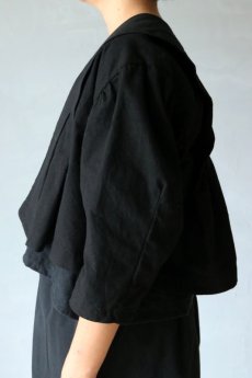 画像4: 【ササキチホ】アンティークリネン×染　肩衣（七分袖/黒） (4)