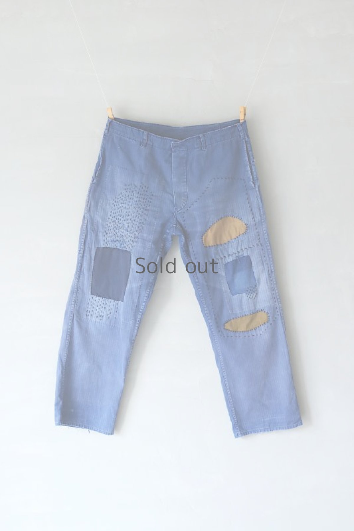 画像2: 【MITSUGU SASAKI】ビンテージ×リメイク　パッチワーク　ワークパンツ（ベルト付き） (2)