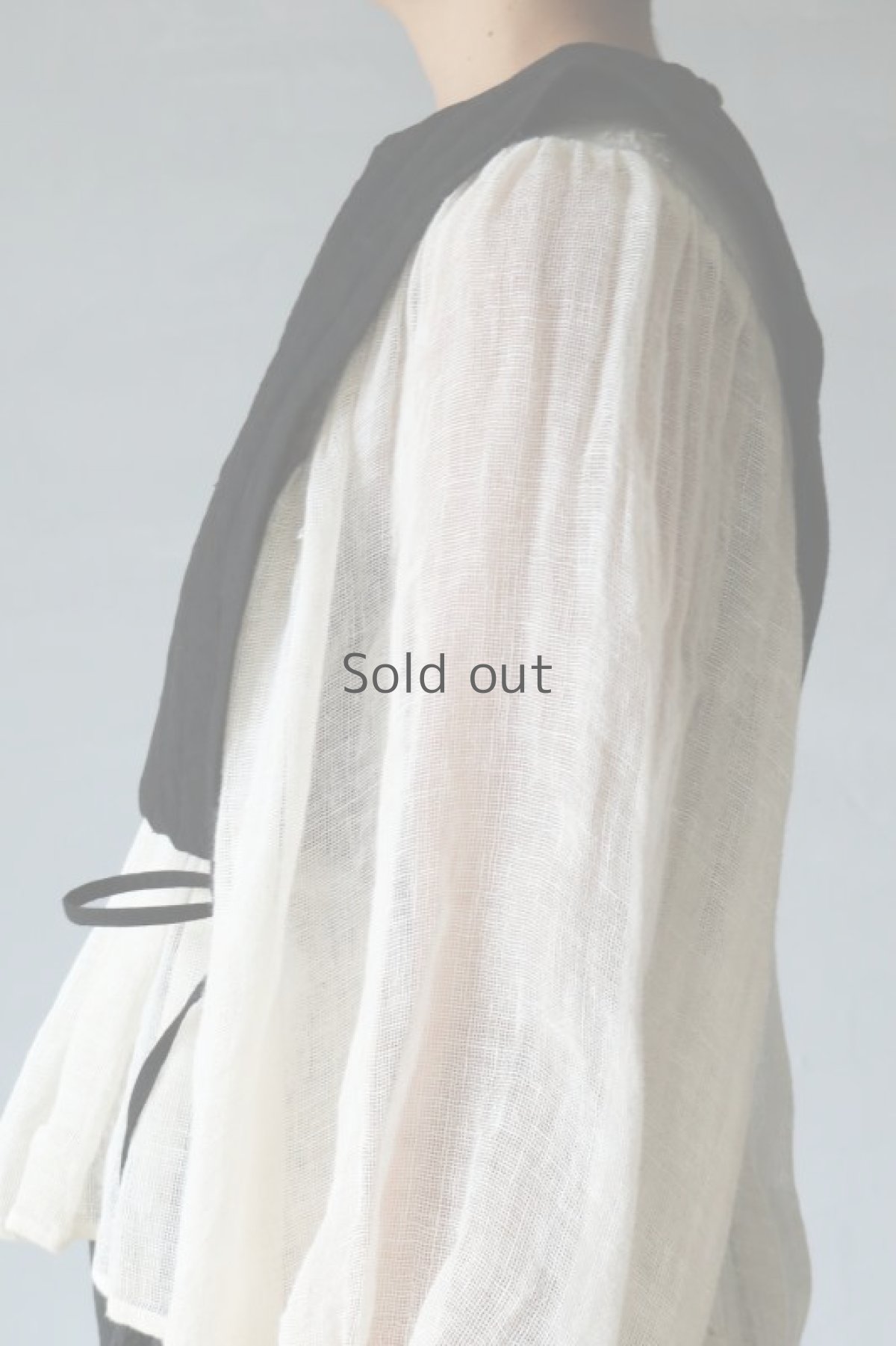 画像7: 【ササキチホ】アンティークリネン×染　四角衣(黒) (7)