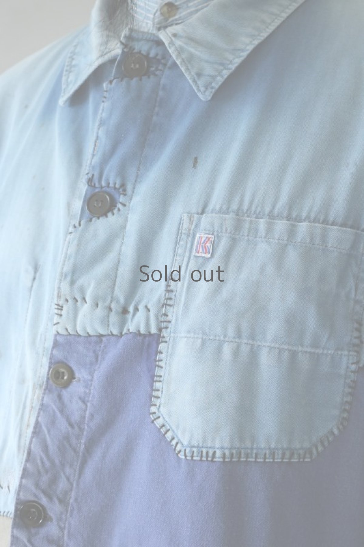 画像7: 【MITSUGU SASAKI】ビンテージリメイク　パッチワーク　大きめブルーワークジャケット(ドイツ) (7)