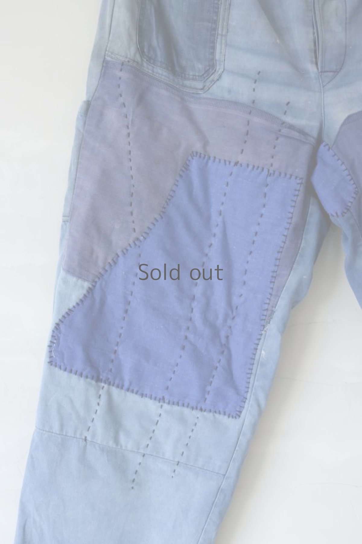 画像6: 【MITSUGU SASAKI】ビンテージ×リメイク　パッチワーク　ワイドワークパンツ（紐付き） (6)