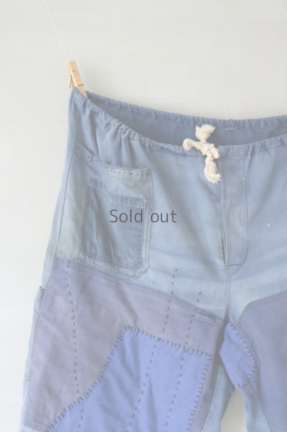 画像3: 【MITSUGU SASAKI】ビンテージ×リメイク　パッチワーク　ワイドワークパンツ（紐付き） (3)