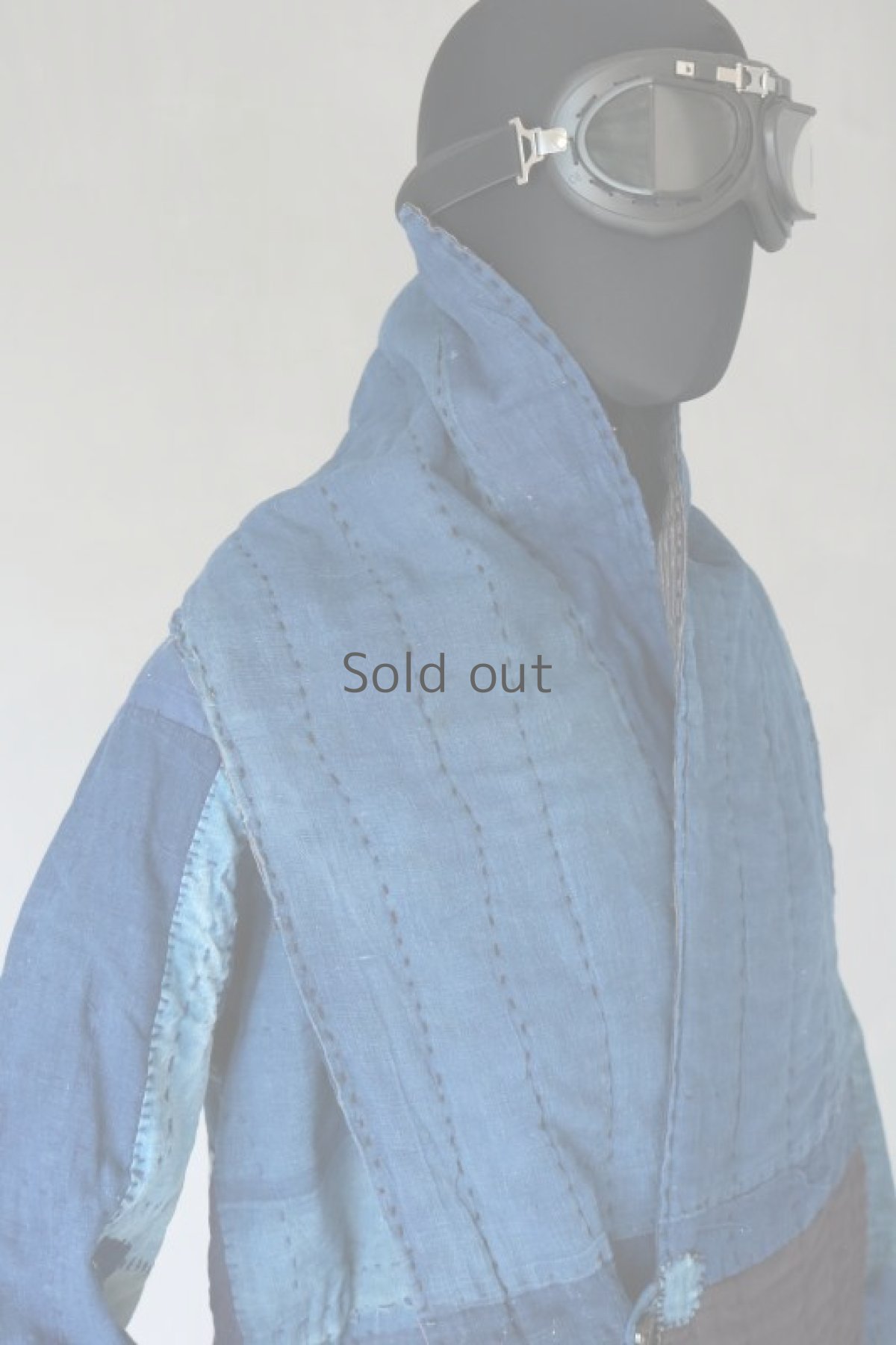 画像7: 【MITSUGU SASAKI】BORO古布　キルティング　ロング首巻き（藍染・縞々） (7)