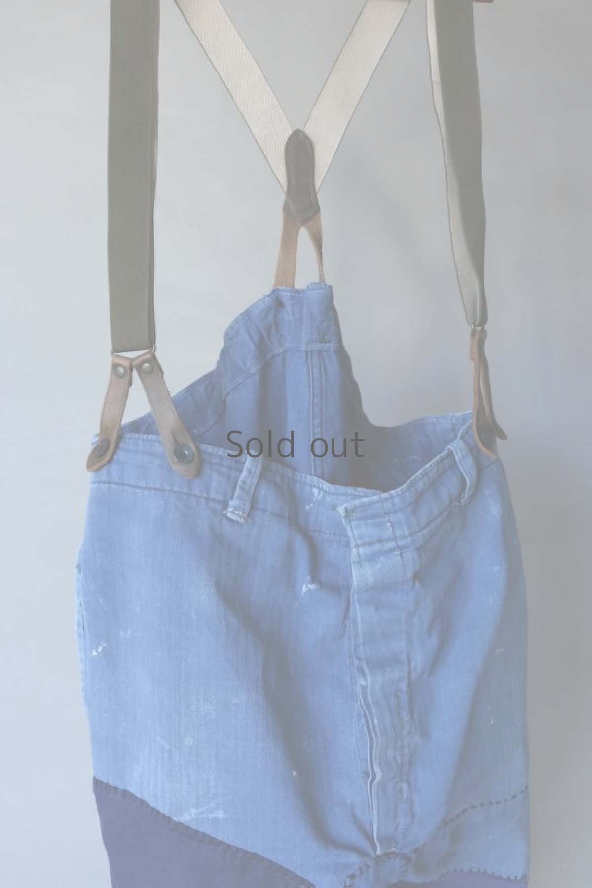 画像3: 【MITSUGU SASAKI】ビンテージ×リメイク　パッチワーク　HBTワークパンツ(サスペンダー付き) (3)