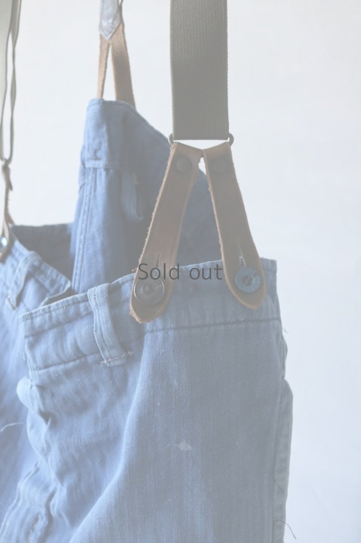 画像4: 【MITSUGU SASAKI】ビンテージ×リメイク　パッチワーク　HBTワークパンツ(サスペンダー付き) (4)