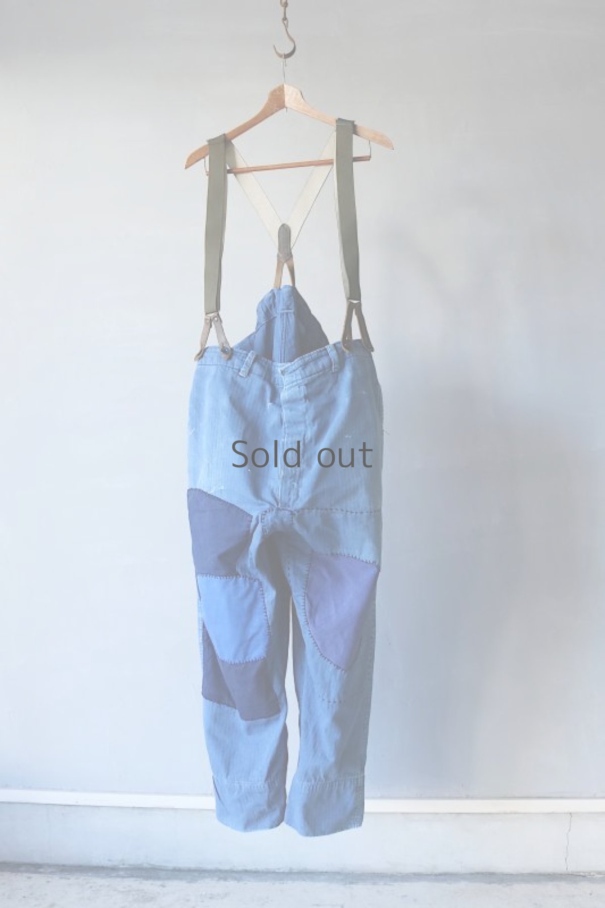 画像2: 【MITSUGU SASAKI】ビンテージ×リメイク　パッチワーク　HBTワークパンツ(サスペンダー付き) (2)