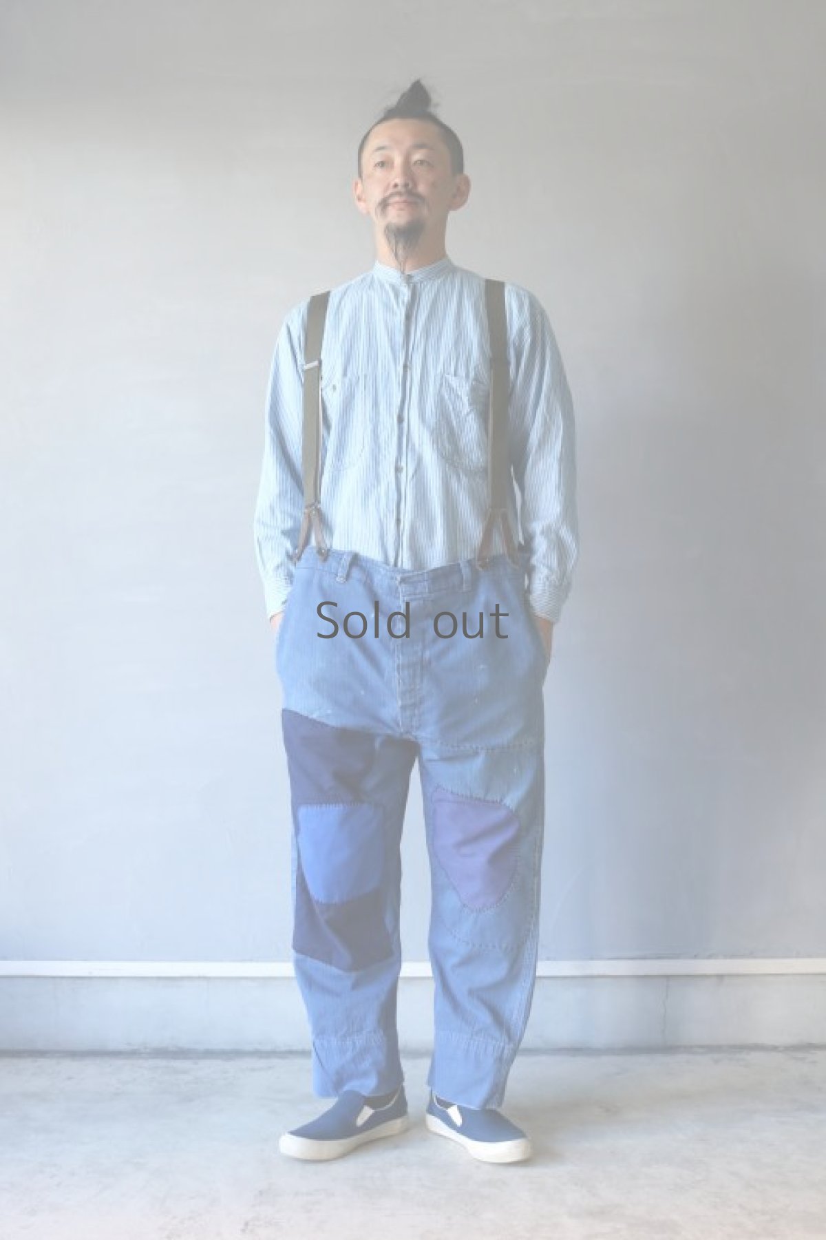 画像19: 【MITSUGU SASAKI】ビンテージ×リメイク　パッチワーク　HBTワークパンツ(サスペンダー付き) (19)