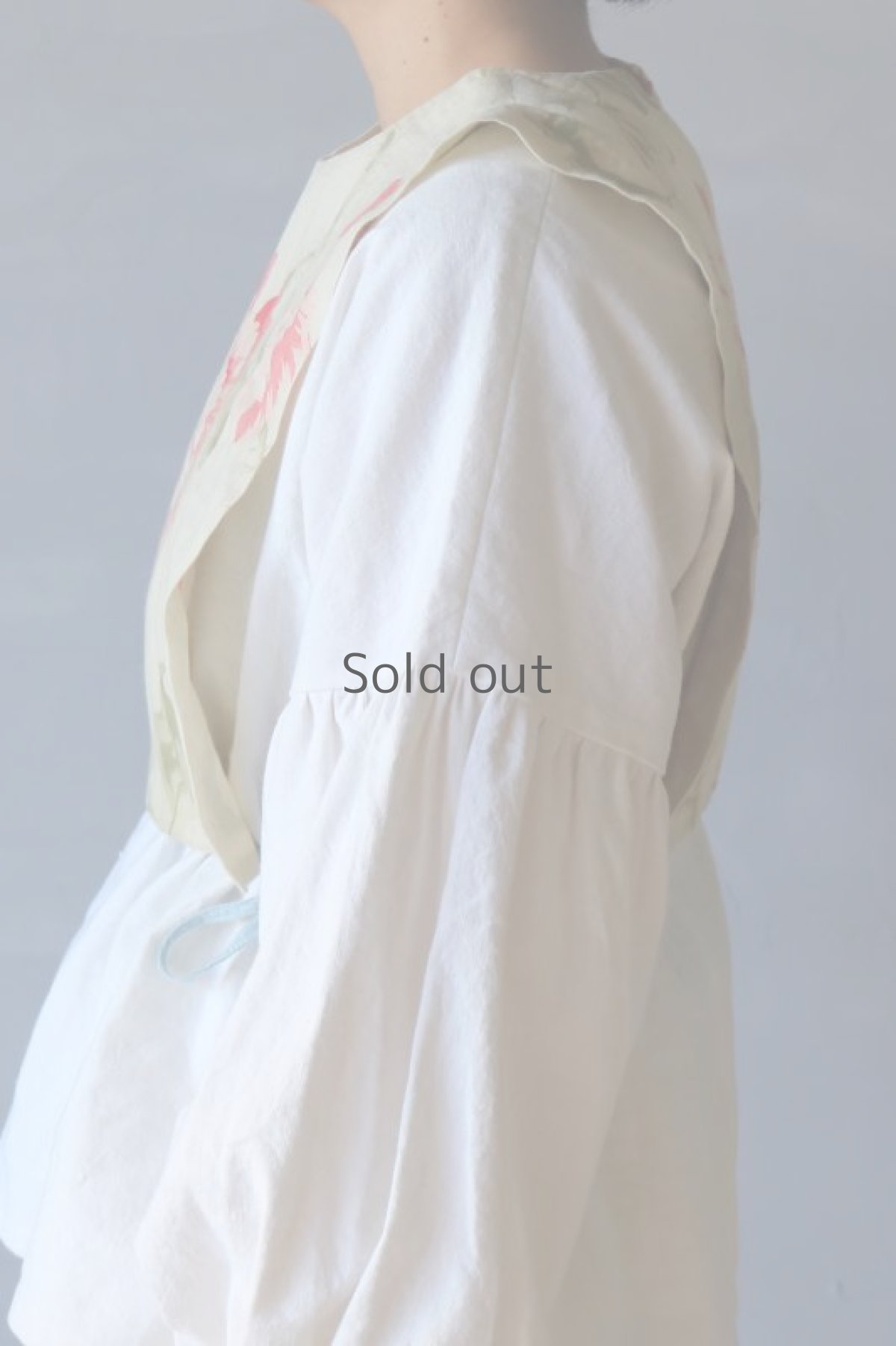 画像6: 【ササキチホ】アンティーク　コットン　四角衣(花柄/水色の紐) (6)