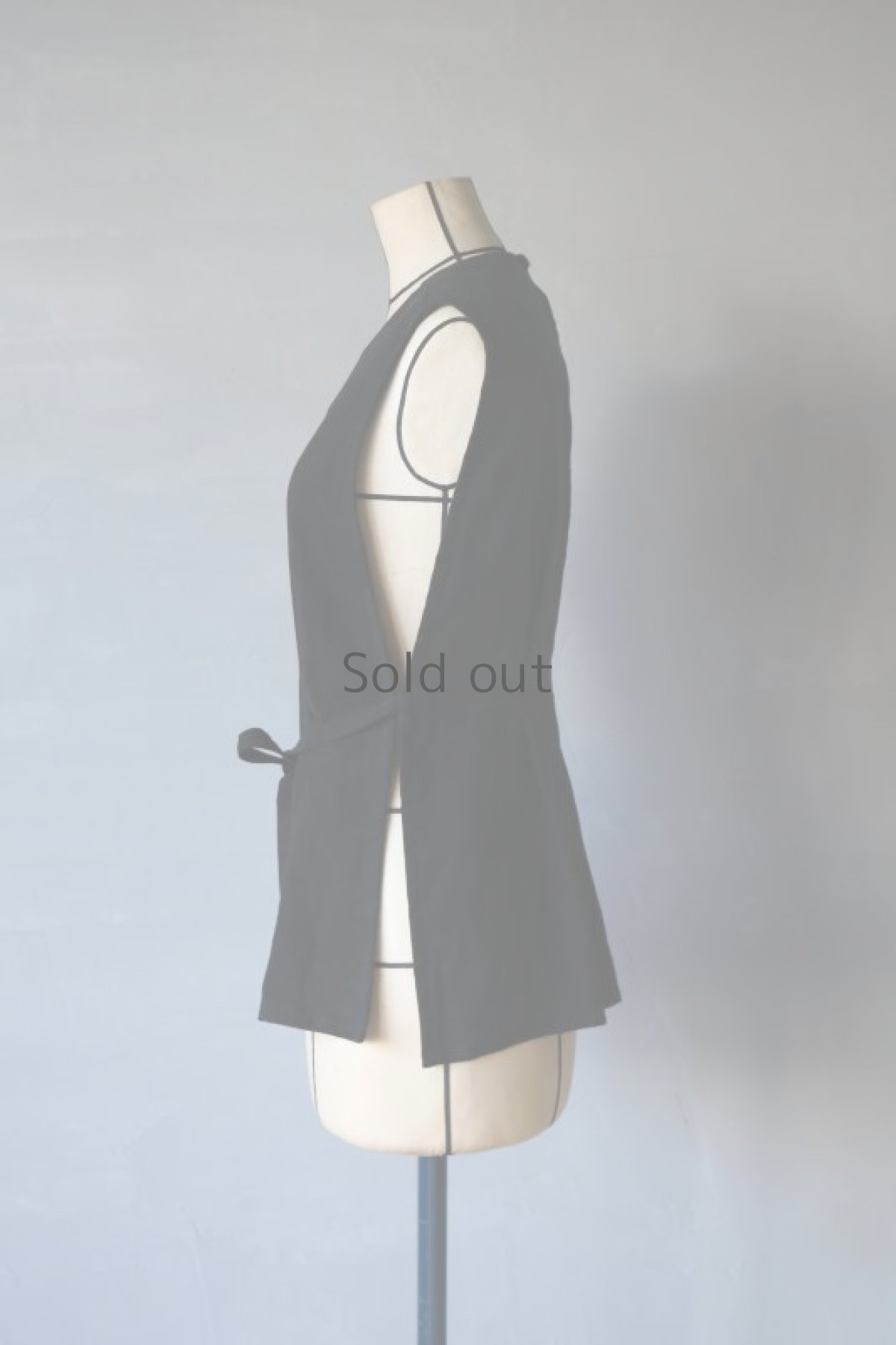 画像6: 【ササキチホ】アンティークリネン×染め 長胴衣（黒） (6)