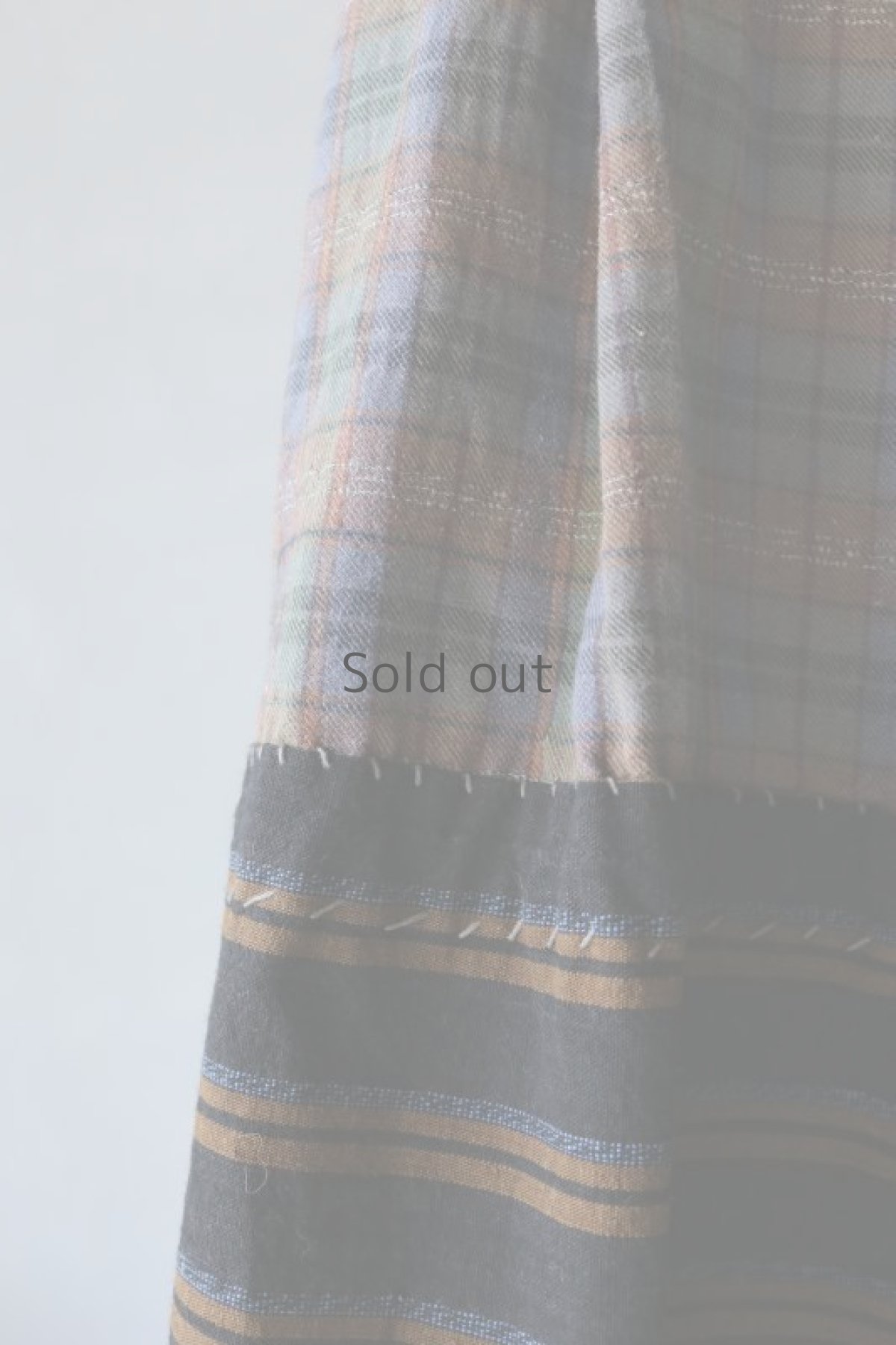 画像6: 【MITSUGU SASAKI】ビンテージリメイク　パッチワークネル　ロンググランパシャツ（赤・青・茶チェック） (6)