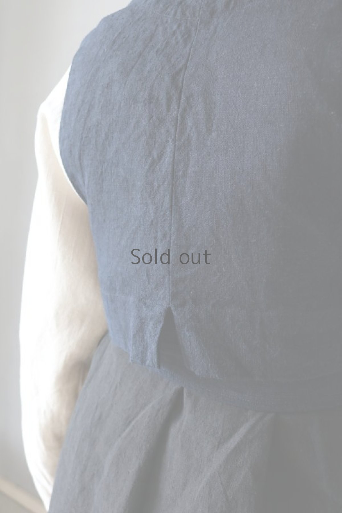 画像12: 【ササキチホ】アンティークリネン×染め 短上衣（白と紺） (12)