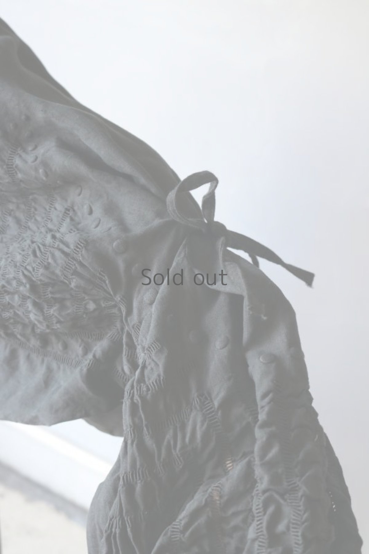 画像11: 【ササキチホ】アンティークリネン×染　短羽織　ボリューム袖（タック＋リボン/レース/黒） (11)