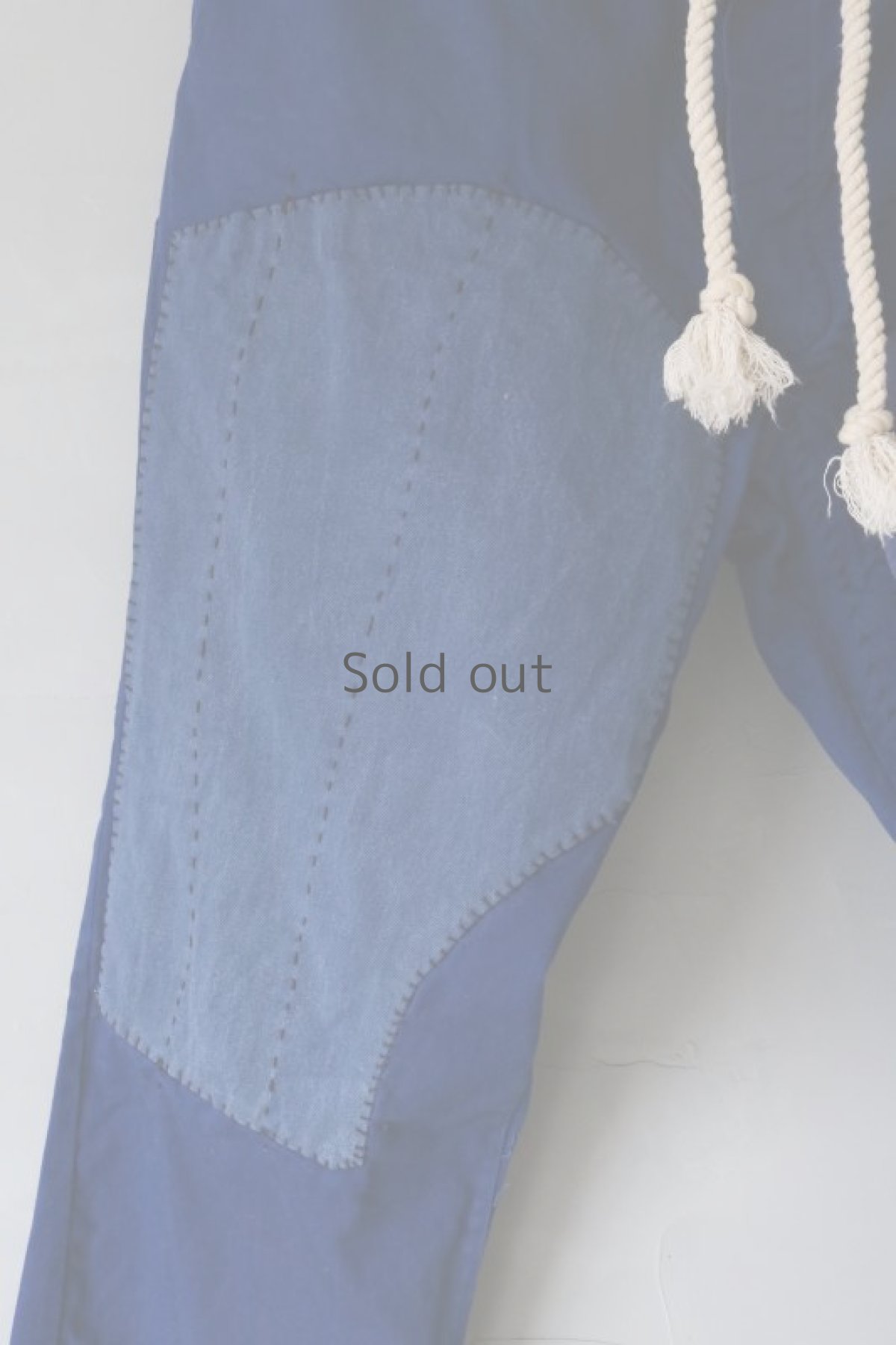 画像4: 【MITSUGU SASAKI】ビンテージ×リメイク　パッチワーク 中国ブルー　ワークパンツ（ウエスト紐） (4)