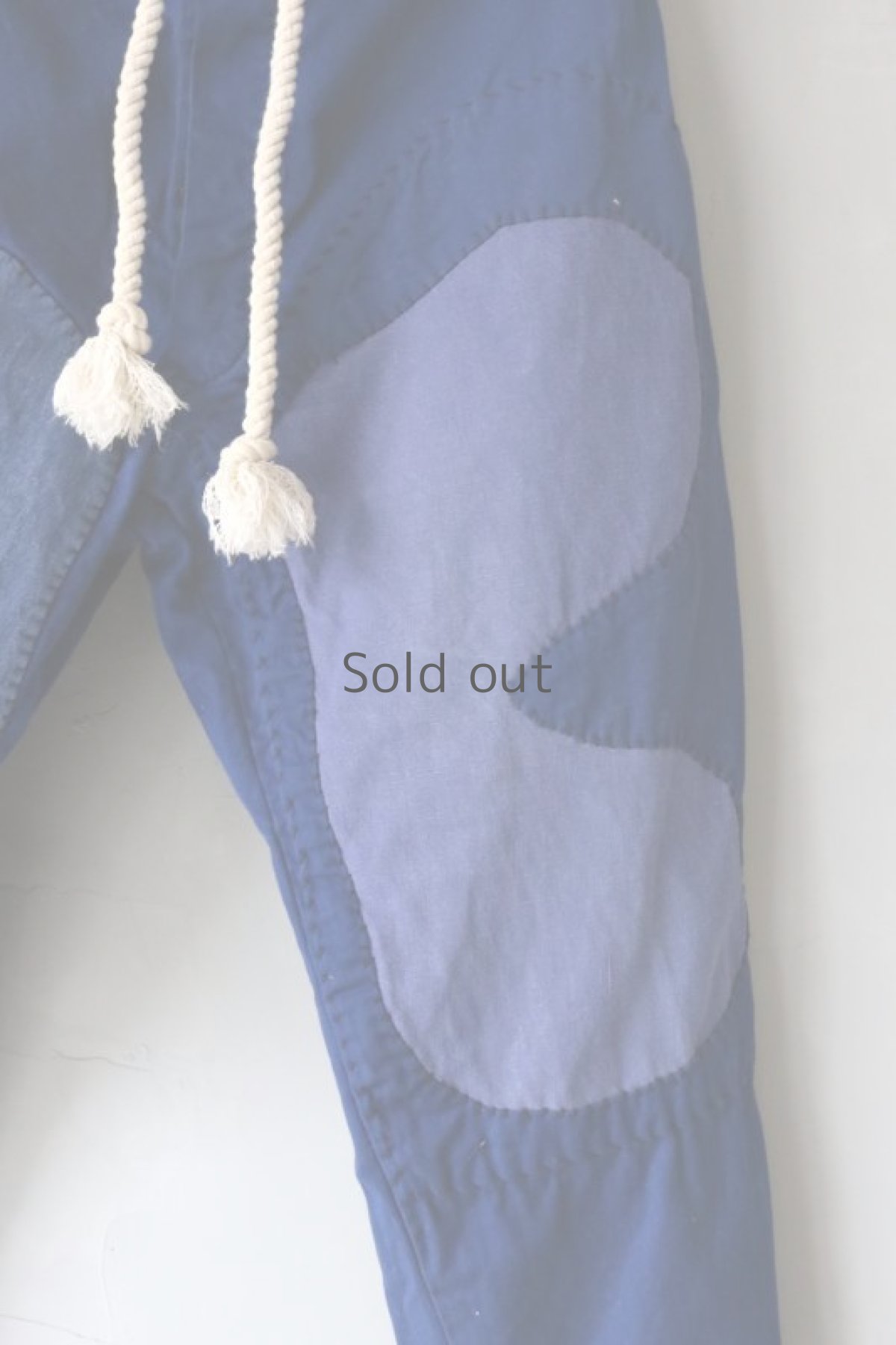 画像6: 【MITSUGU SASAKI】ビンテージ×リメイク　パッチワーク 中国ブルー　ワークパンツ（ウエスト紐） (6)