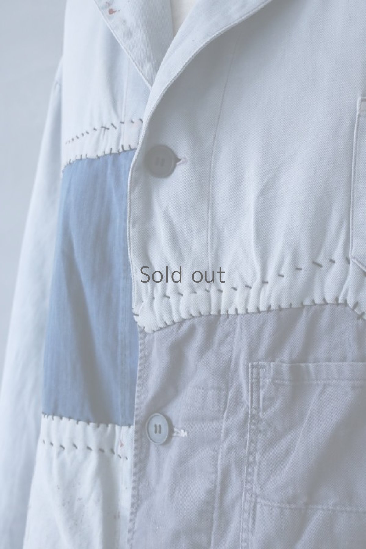 画像4: 【MITSUGU SASAKI】ビンテージリメイク　パッチワーク　ワイドワークジャケット（グレー） (4)